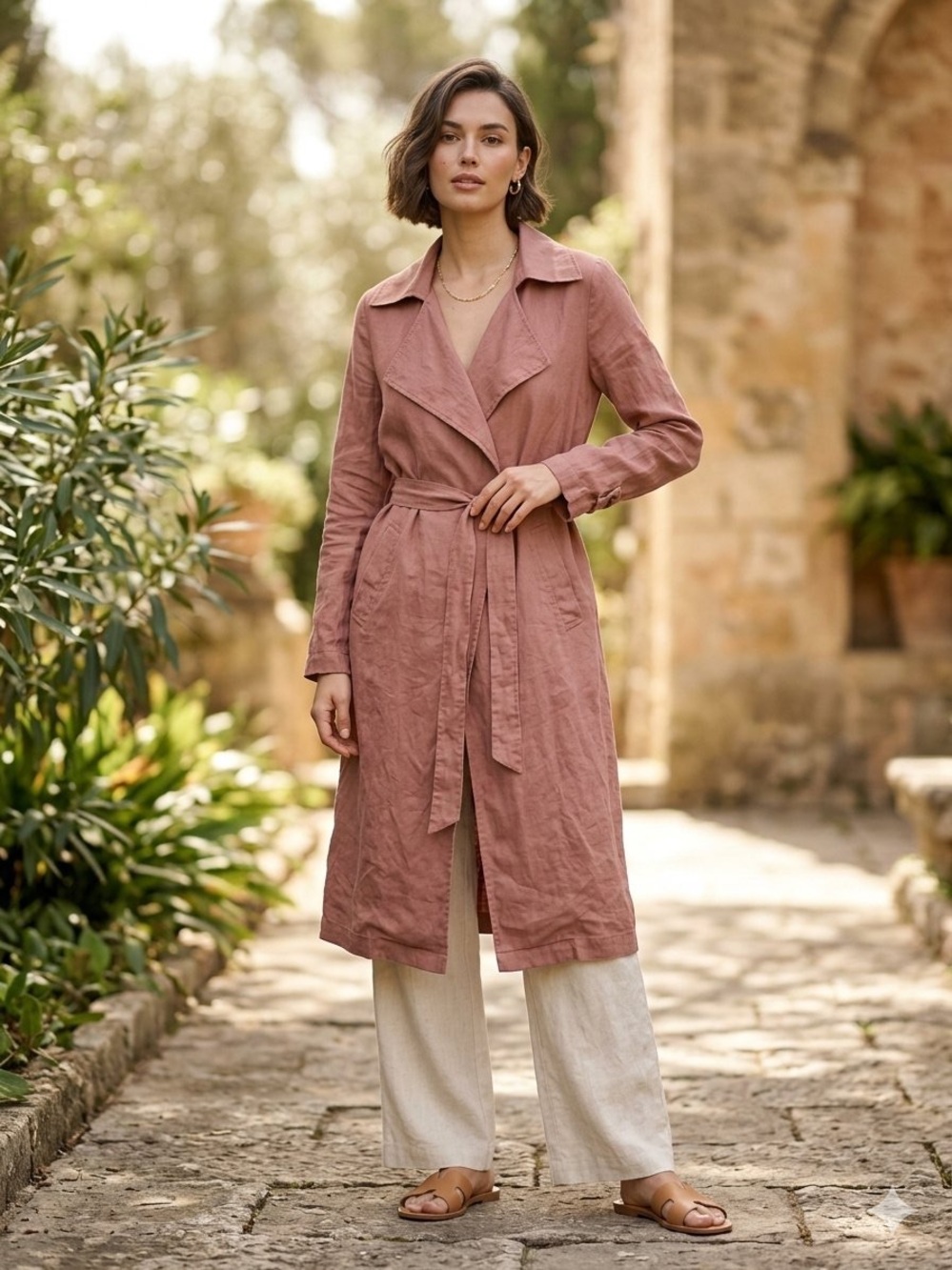 100% Linen Cynthia Rowley Dusty Rose Coat